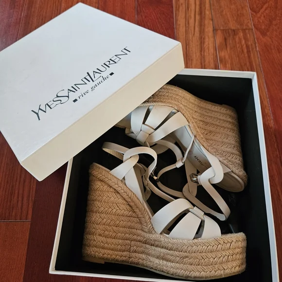 YSL Yves St. Laurent TRIBUTE espadrilles wedge in smooth leather
WHITE Size 38.5 - Picture 5 of 5